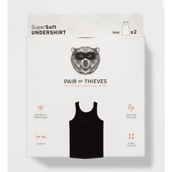 MEN'S PAIR OF THIEVES TANK UNDERSHIRTS BLACK Sz S 34-36  2pk. NWT. E - Picture 5 of 6